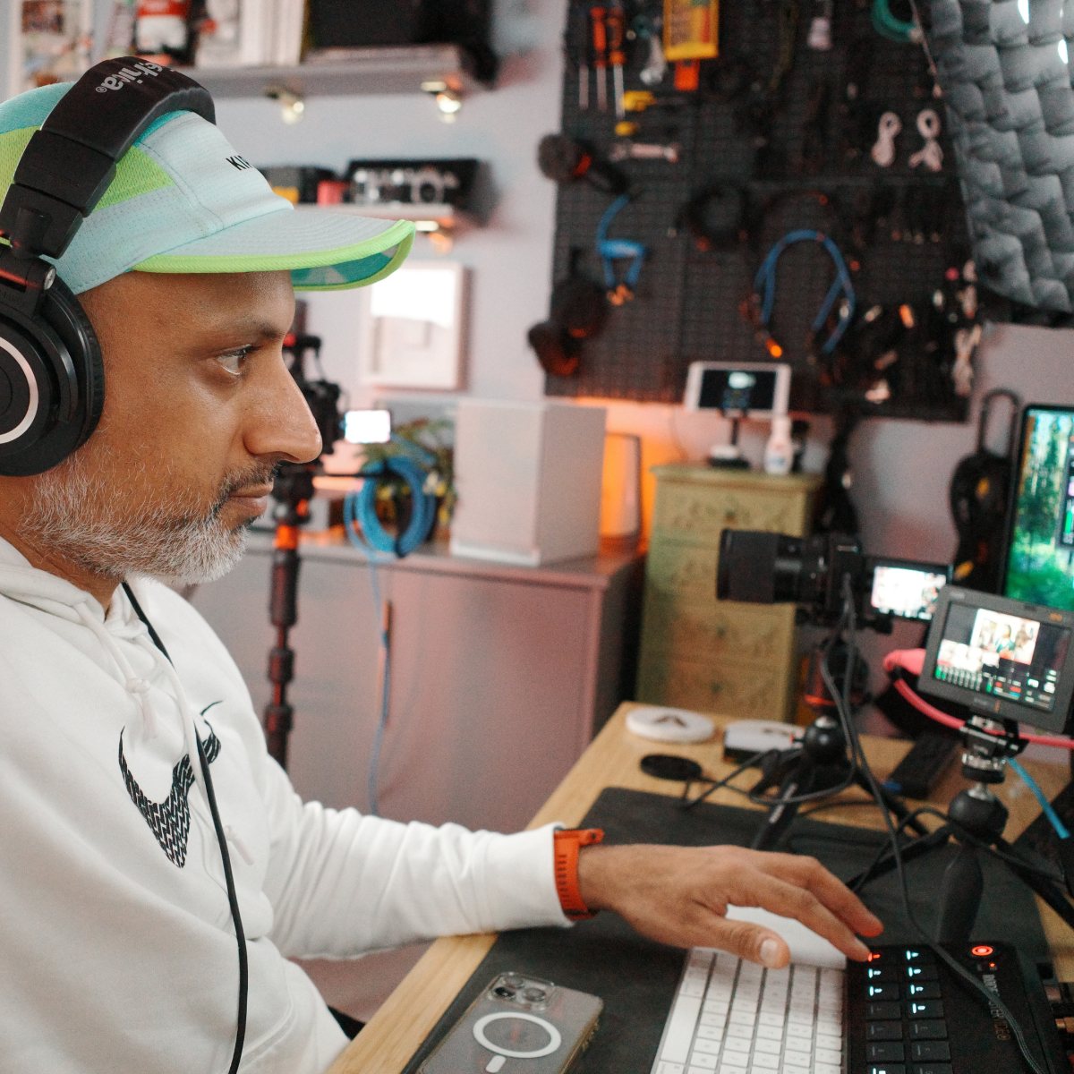 Sunjay at the studio control desk, editing